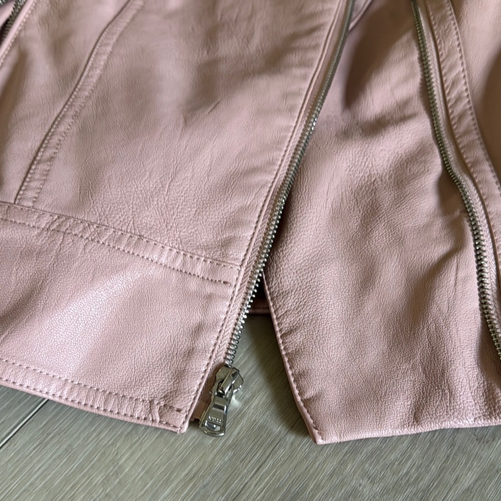 Guess Pink Leather Moto Jacket Asymmetrical Zipper - Picture 7 of 7